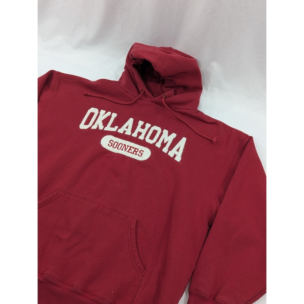 Vintage Oklahoma Sooners Sweatshirt Mens XL Red Hoodie Team Student Logo Sweater